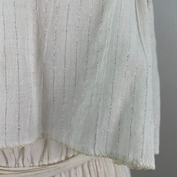 Corey Lynn Calter Womens Size Small Cream Metallic Stripe Strapless Maxi Dress - Picture 4 of 11